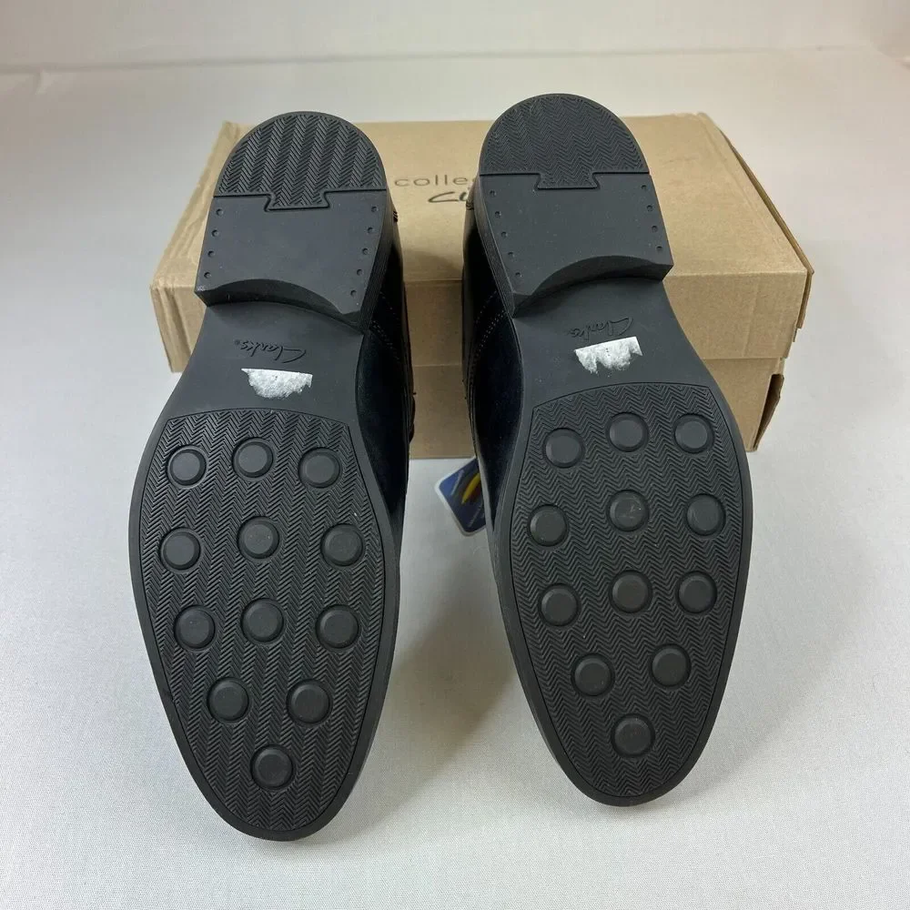 Clarks Mens Whiddon‎ Pace Dress Shoes Black Leather Oxford Lace-Up Sz 7W NEW